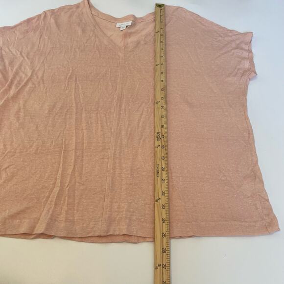 J Jill Love Linen Size S Pink T-Shirt Scalloped Short Sleeve 100% Linen - Picture 6 of 7